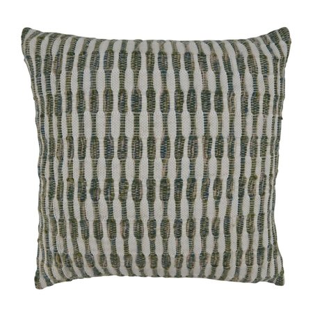 SARO LIFESTYLE Saro Lifestyle 852.G22SP 22 in. Woven Line Square Poly-Filled Pillow; Green 852.G22SP